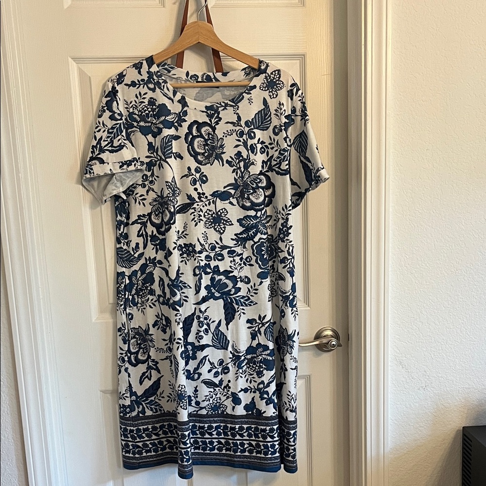 Floral Blue and White Dress